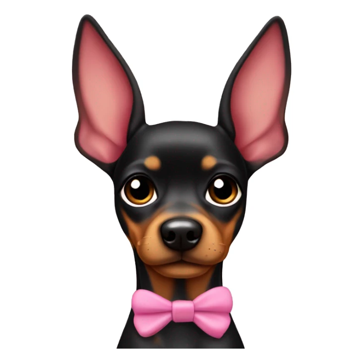 black tan pinscher big ears girly pink bow sticker