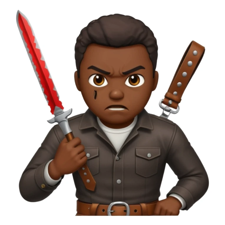 a angry black man slashing a belt sticker