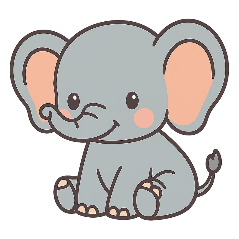 flat toon baby elephant sticker