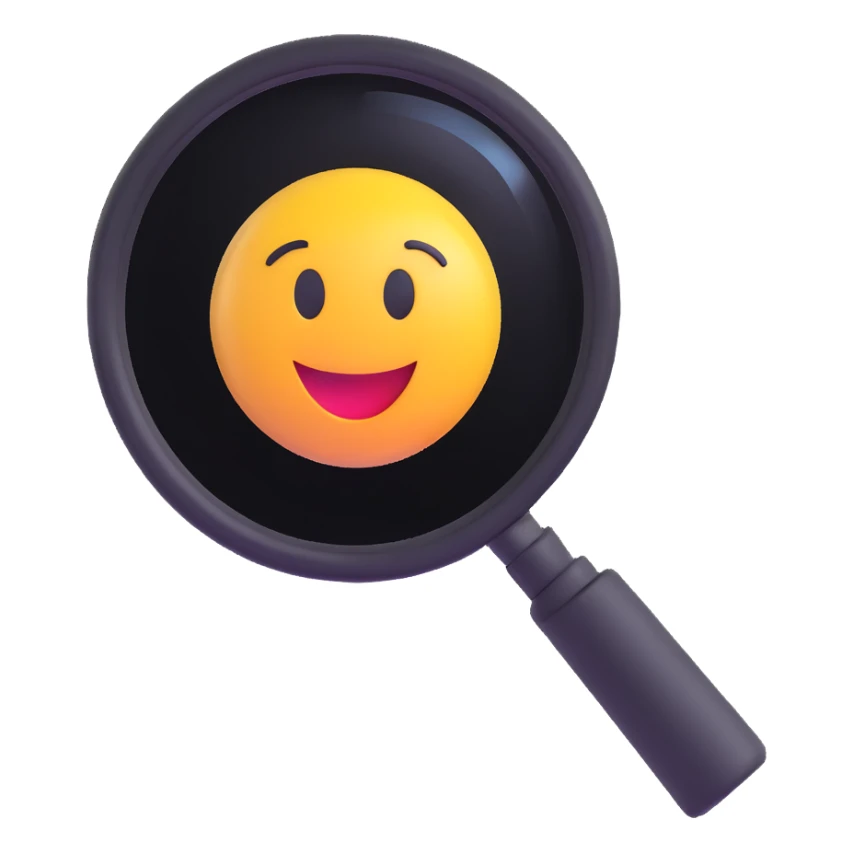 magnifying glass on a digital interface, microsoft 3d fluent emoji style sticker