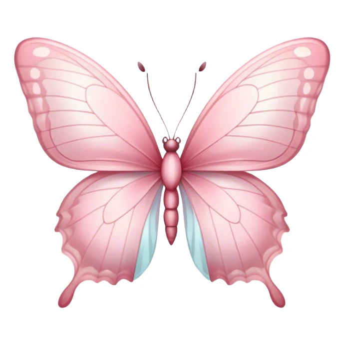 "A delicate pink butterfly with translucent wings, decorated with a silky bow, soft pastel aesthetic." sticker