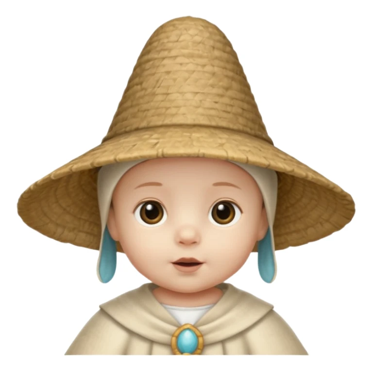 ancient latin baby conical hat, white, half body sticker