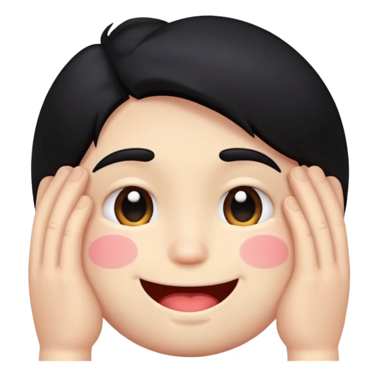 embarrassed white smiley face with black hair sticker