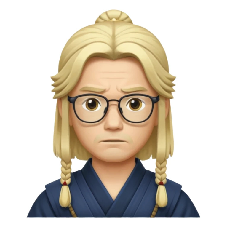 samurai, slim, long blonde hair , glasses sticker