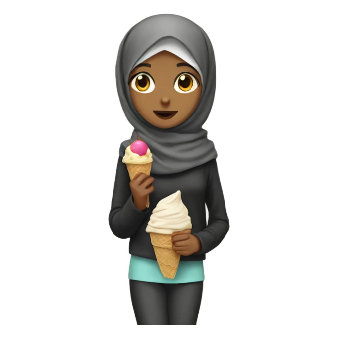 Girl wearing a hijab and eating ice cream sticker