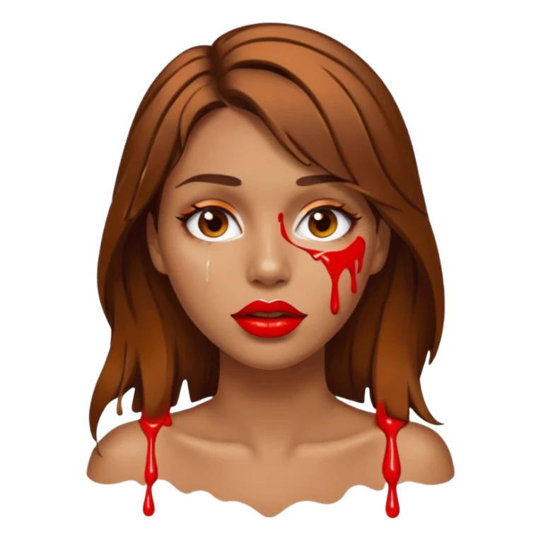 Brown Hair, Woman, white paint drip, face, hot, Sexy, lips sticker