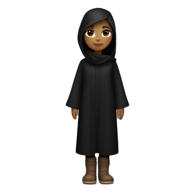 A brunette girl with a long black abaya and ugg sticker