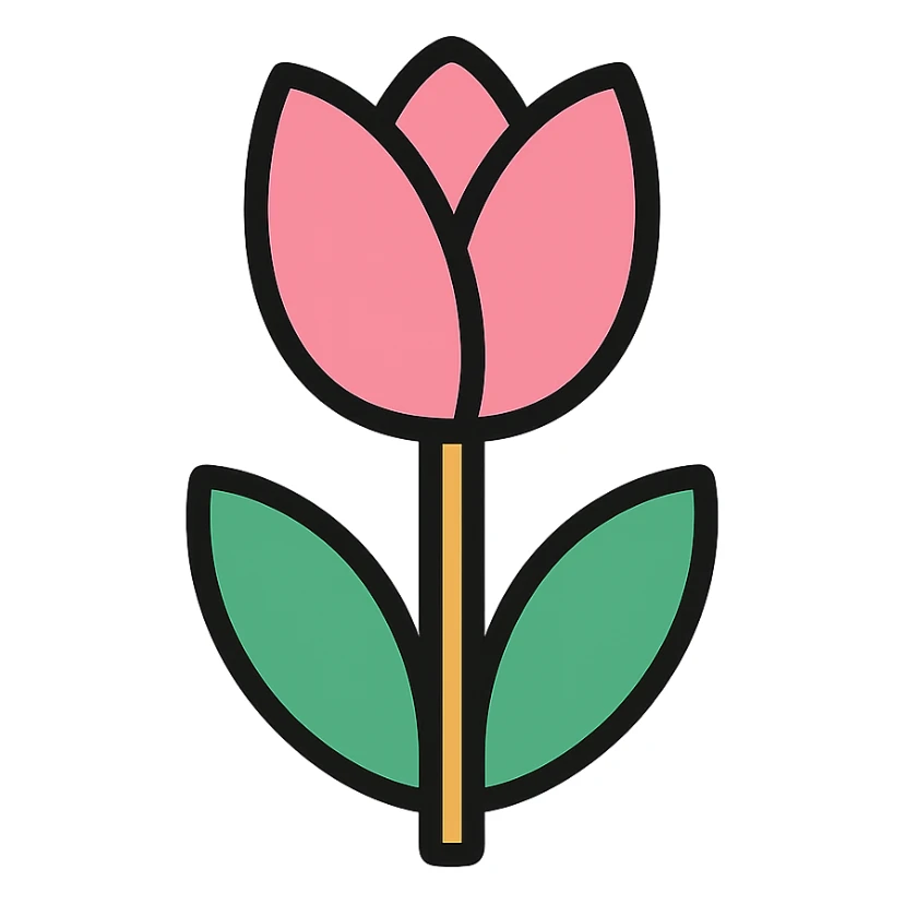 tulip, modern, bold outlines, soft color fills sticker