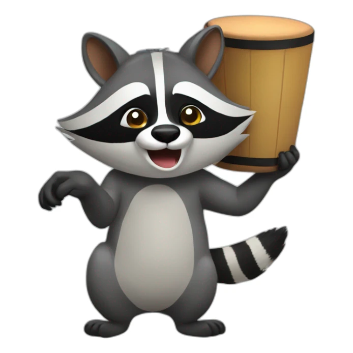A raccoon with a bongo sticker