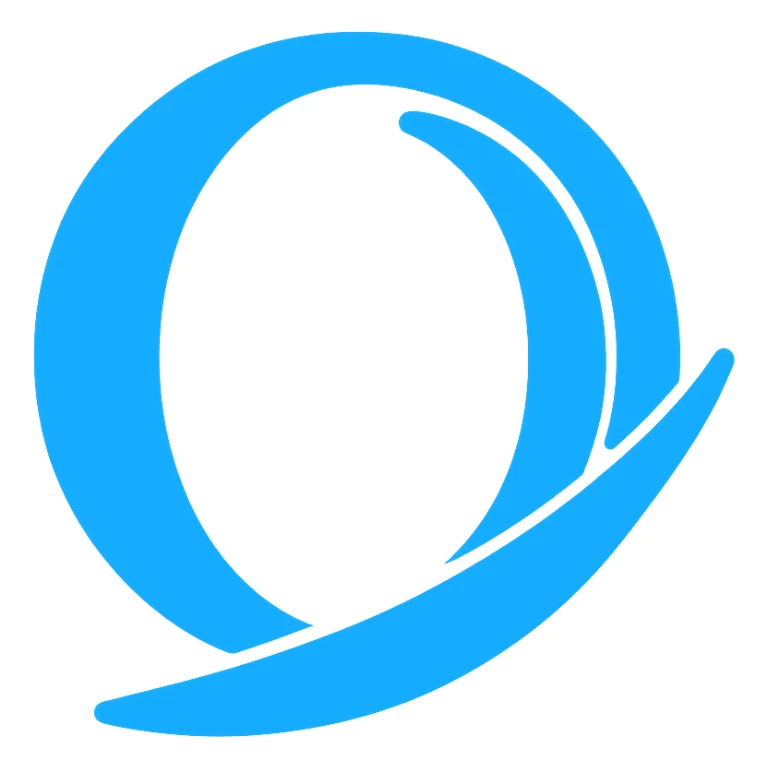 Create a very simple flat color clip art style logo of Opera GX. Use the exact blue color from the reference image. The style should be minimal with no text and a transparent background. sticker