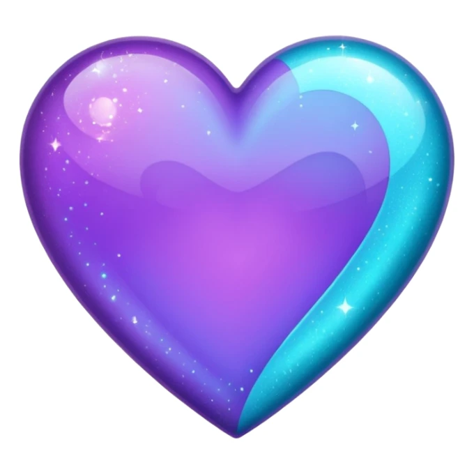 glitter purple and cian heart sticker