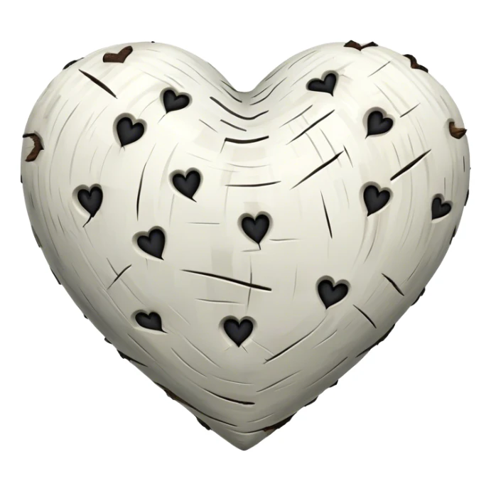 heart made of birch tree, white with black marks sticker