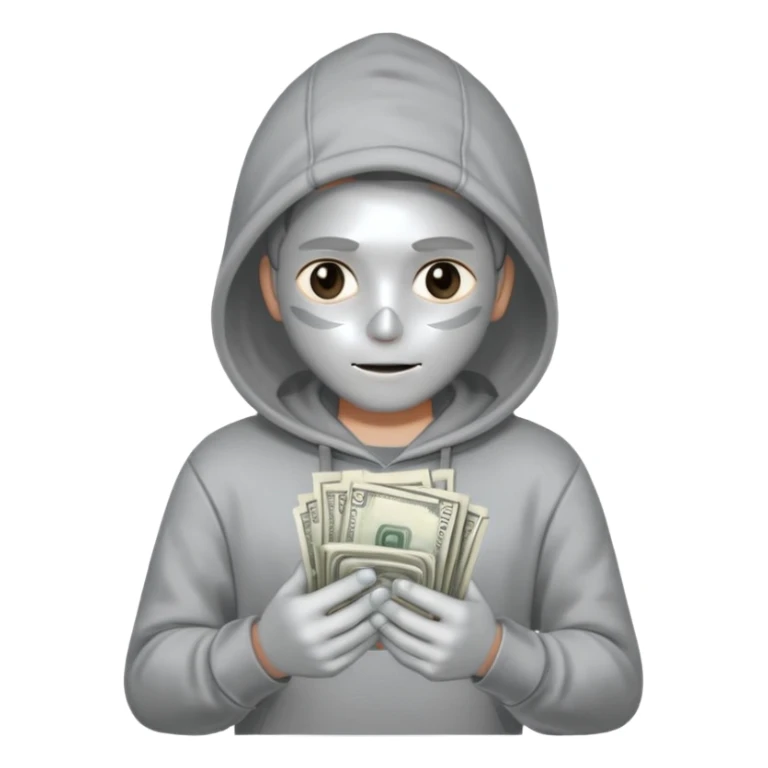 Hoodied holding money silver skin sticker