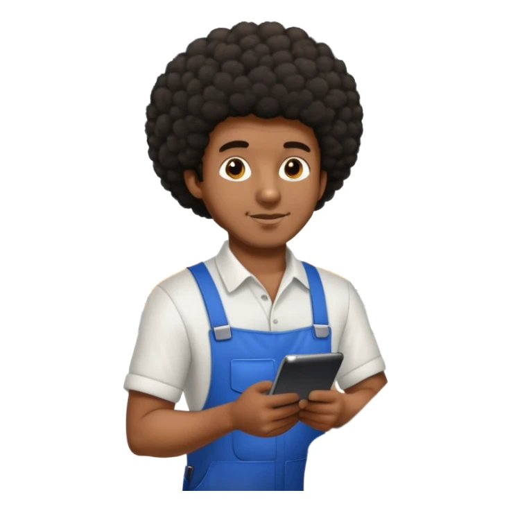 Tanned guy with short Afro working in car factory sticker
