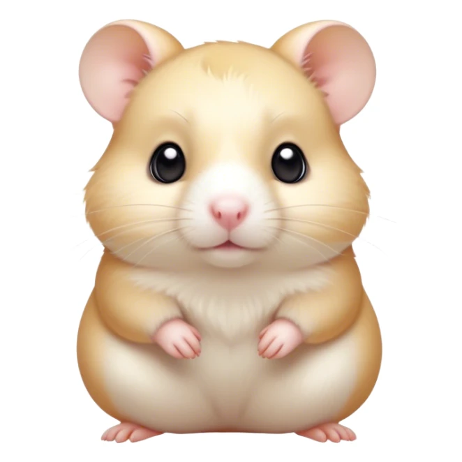 Cinematic Noble Cream Hamster Portrait Emoji, Poised and regal, with a tiny, compact build and a smooth, pristine cream fur, deep-set soulful dark eyes, Simplified yet sharp and sophisticated features, highly detailed, glowing with a soft, dignified glow, high shine, intelligent and energetic, stylized with an air of miniature elegance, focused and attentive, soft glowing outline, capturing the essence of a watchful and confident rodent, so majestic it feels as though it could scurry out of the screen with effortless authority! sticker