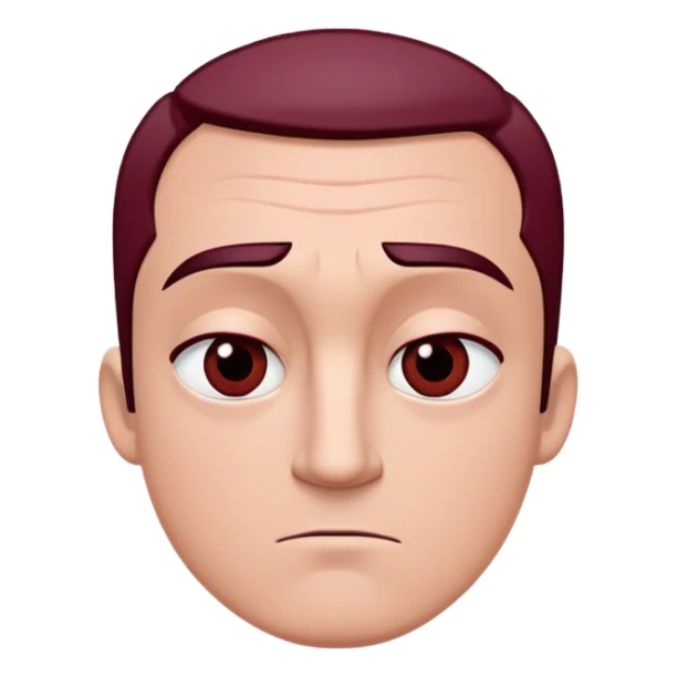 Mr incredible with a straight face and light maroon stick eyes inside eyelids and the irises are black and there is 2 lines of ink coming out the eyelids and the entire picture including Mr incredible is a lightish maroon color sticker