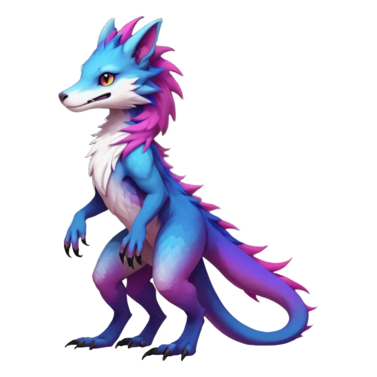 Exotic colorful badass elegant wild beautiful natural cute badass epic anthro modern furry sergal-vernid-creature, full body, colors-gradient pretty hair, aesthetic, art by LiLaiRa, art by art by Falvie sticker
