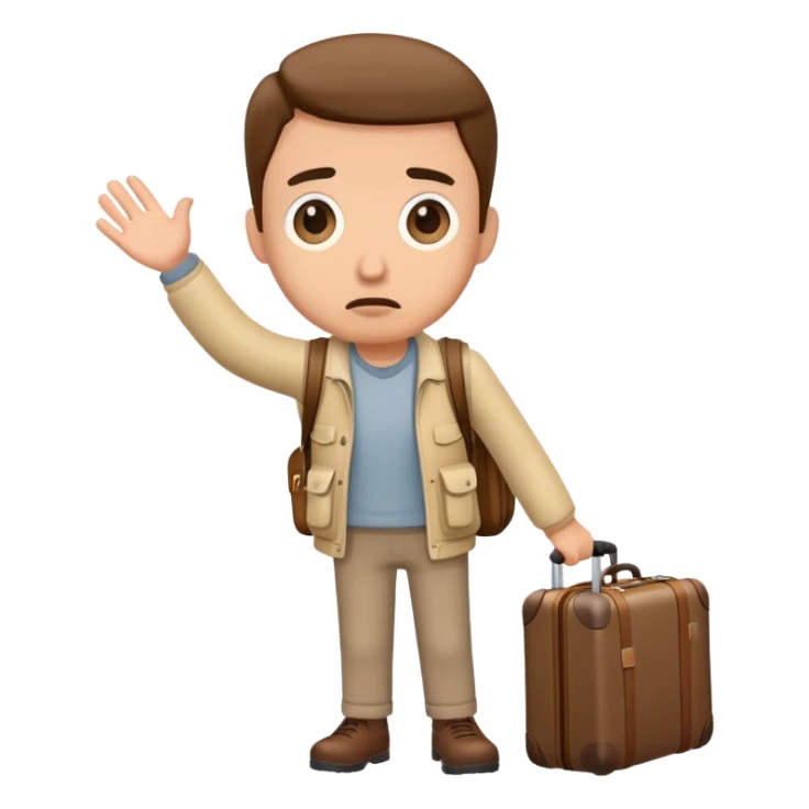 Lost luggage with traveler looking confused sticker