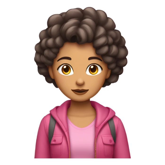 chica pelinegra morena con el pelo riza largo muy largo y con ropa rosa sticker