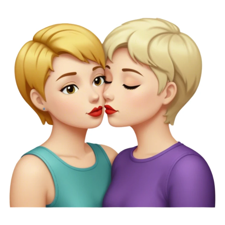 2 short hair lesbians kissing sticker