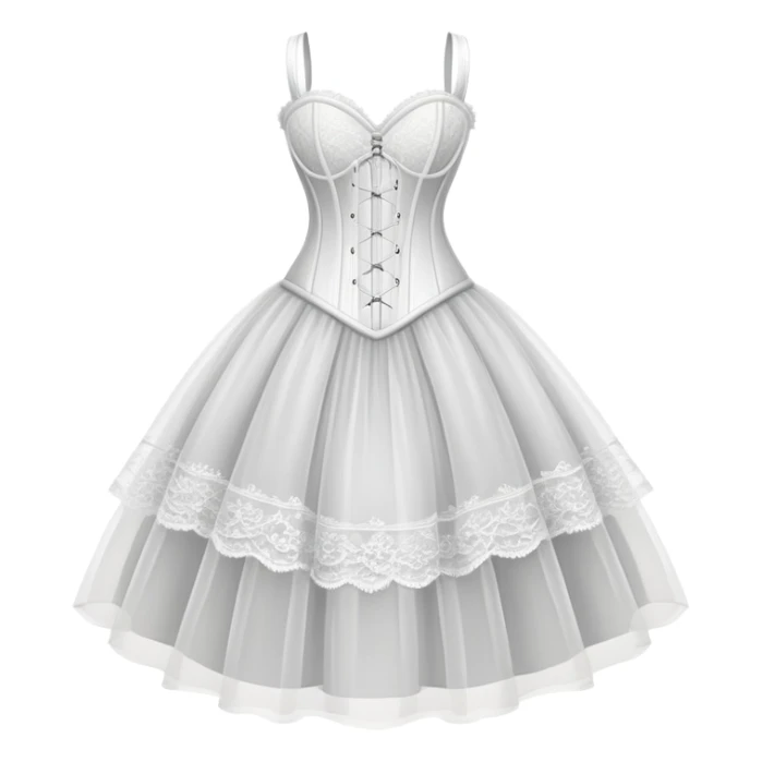 white corset dress, feminine, lace and ulle sticker