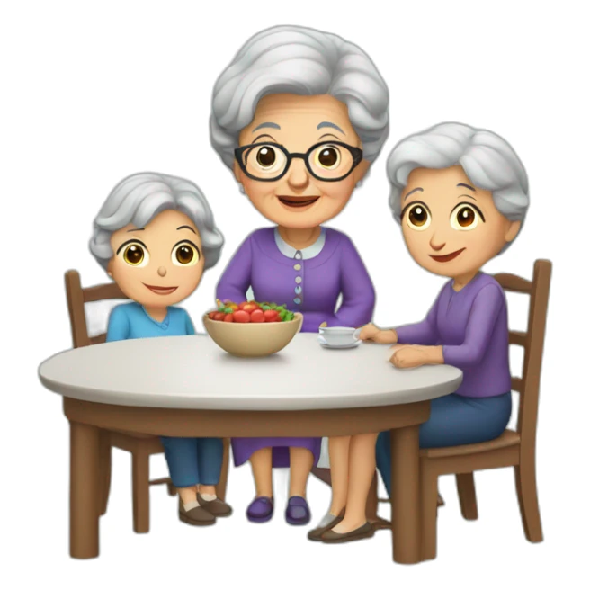 Granny with family in the table sticker