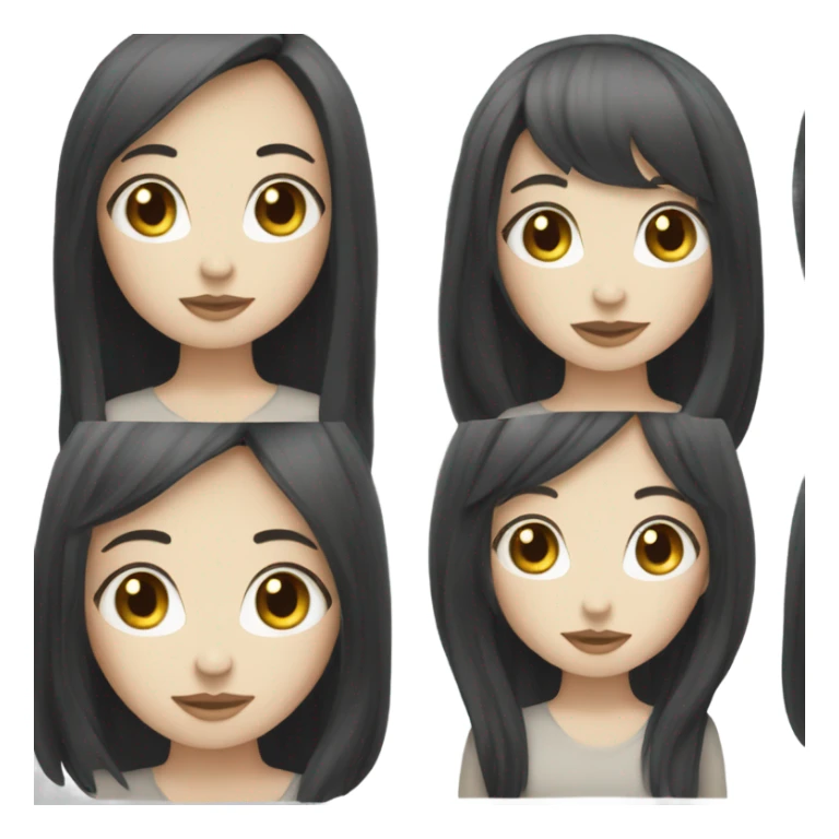 pale girl with long black hair with bangs  sticker