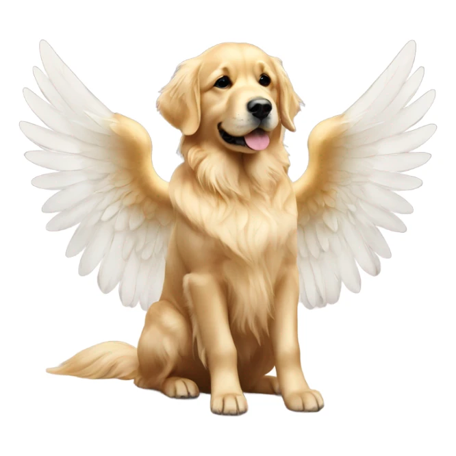 Golden retriever with angel wings sticker