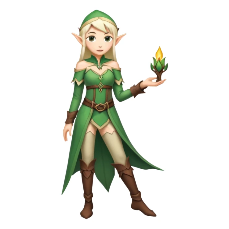 female elf portrait with full body visible, elvish clothing sticker