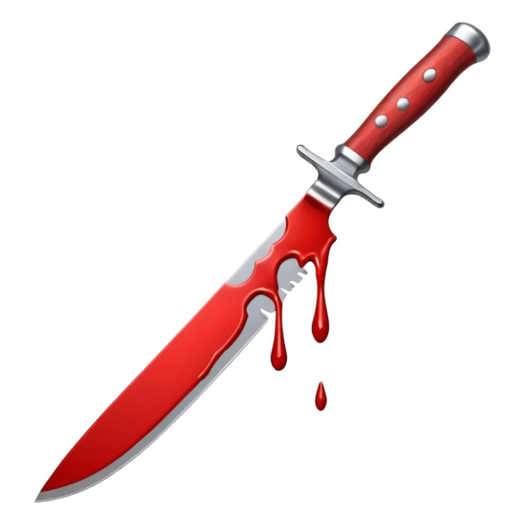 A blood dripping knife pointing diagonal, in the style of your bleeding skull art sticker
