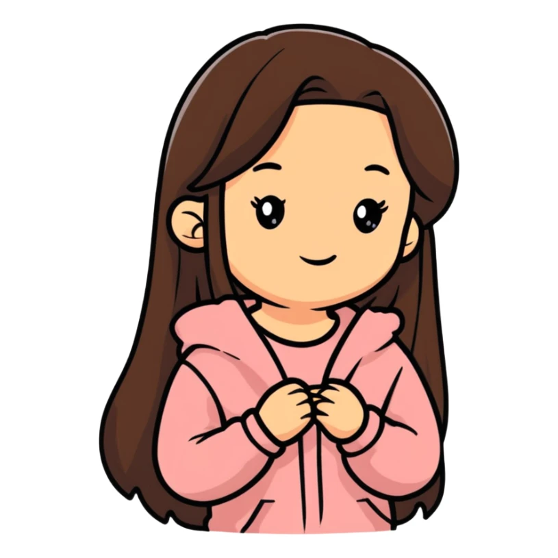 Cute long haired, brown 15 years old loving girl sticker