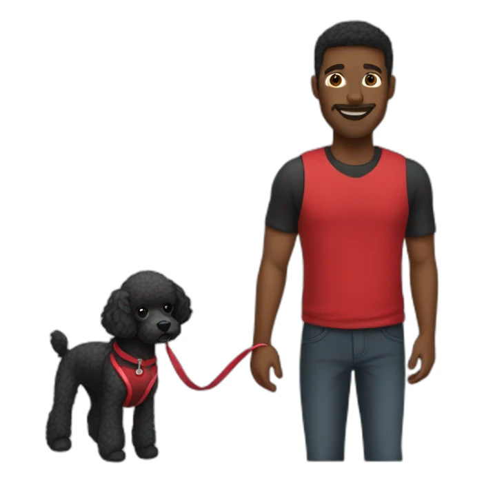 Black and red man holding a poodle on a leash sticker
