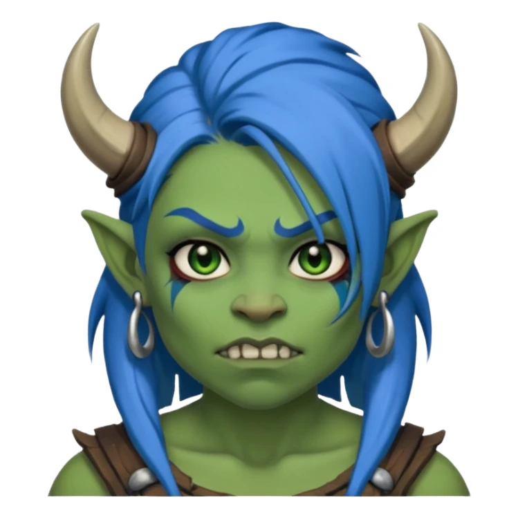 ork woman with blue hair sticker