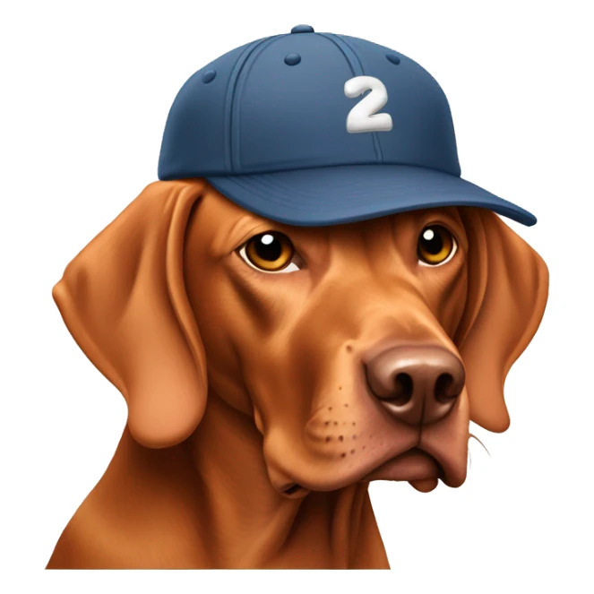 magyar vizsla with baseball cap sticker