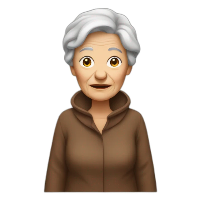 Old Woman with brown clothes and mutch sticker