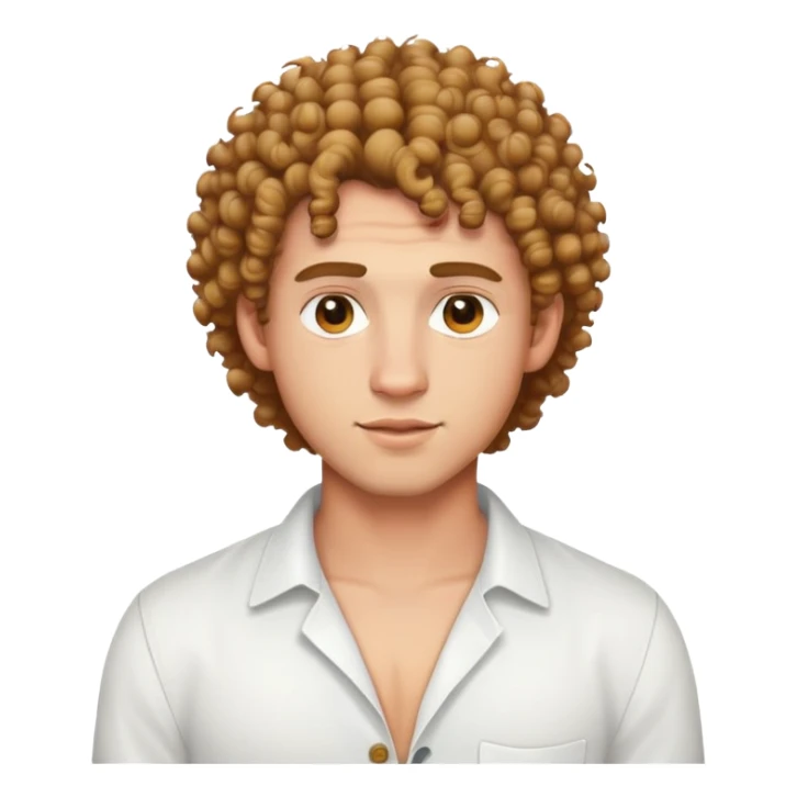 curly-haired guy with light skin in white shirt with unbuttoned top buttons sticker