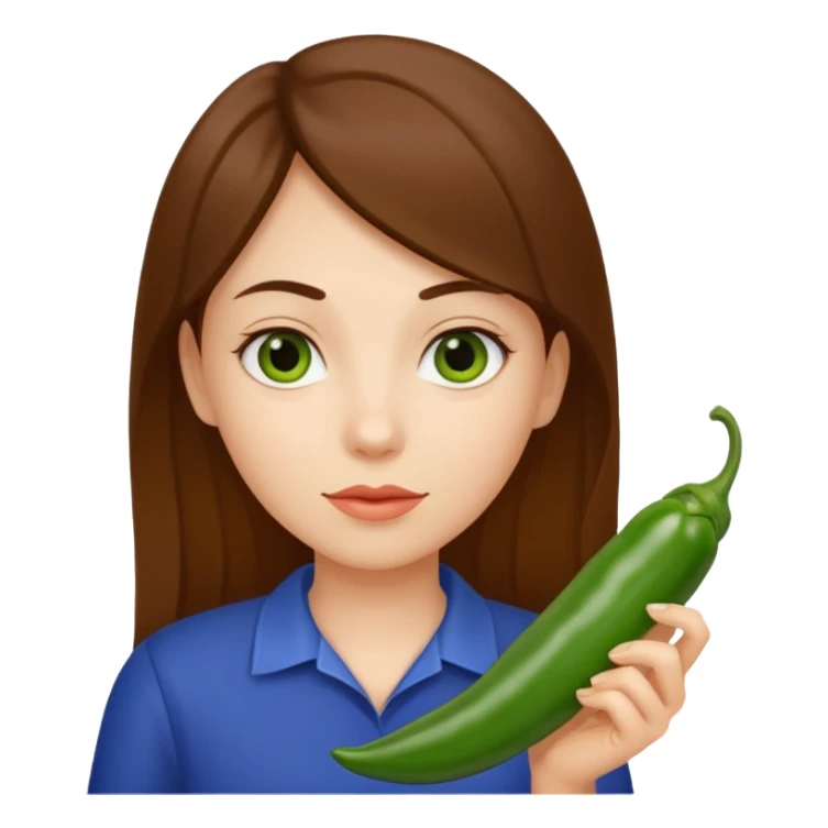 Girl with green chili sticker