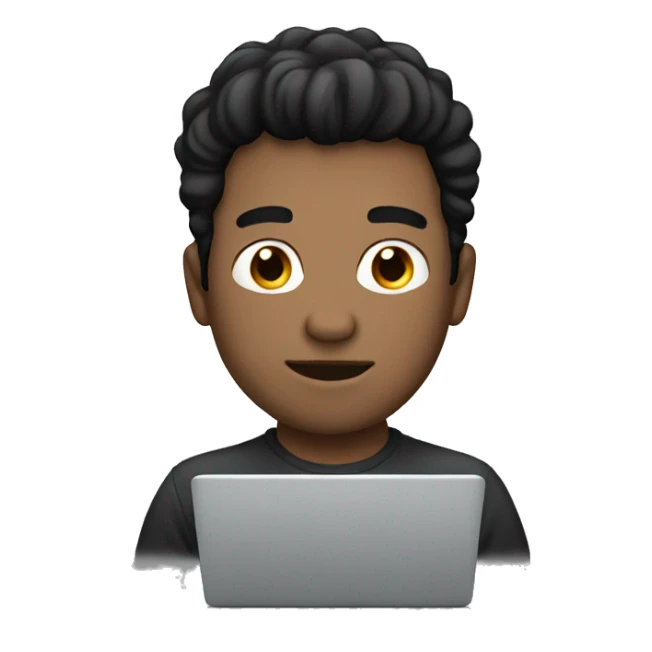 white man with black hair on his laptop sticker