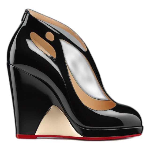 WEDGE heel LOUBOUTIN black leather PATENT sticker