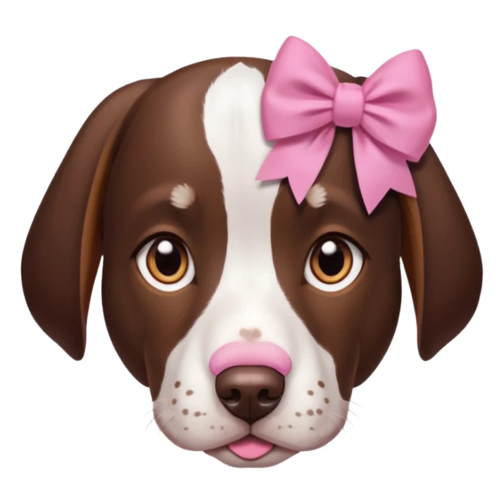 Brown and white gsp dog face with pink bow sticker