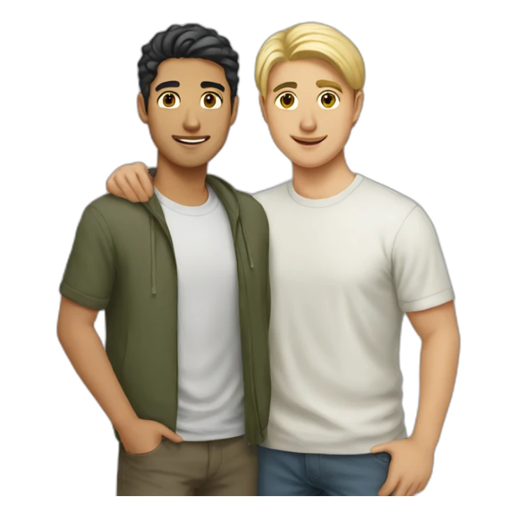 Arab asian and blonde italian male friends standing together sticker