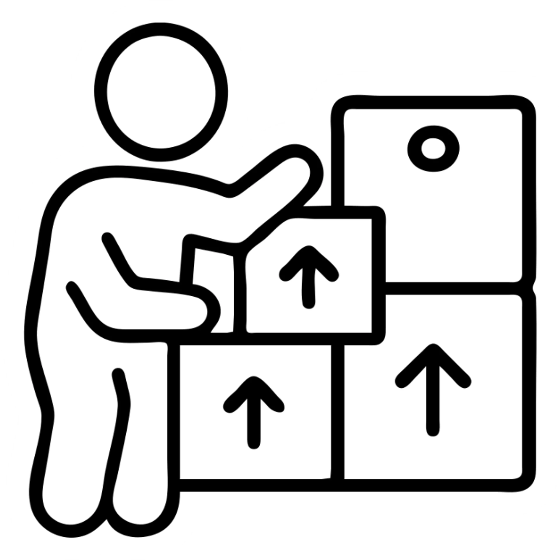 A supplier icon with a person handling boxes and supplies sticker