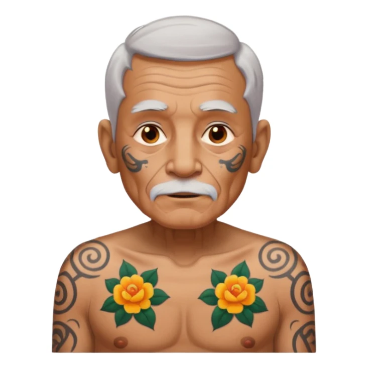 elderly man with body and face tattos sticker