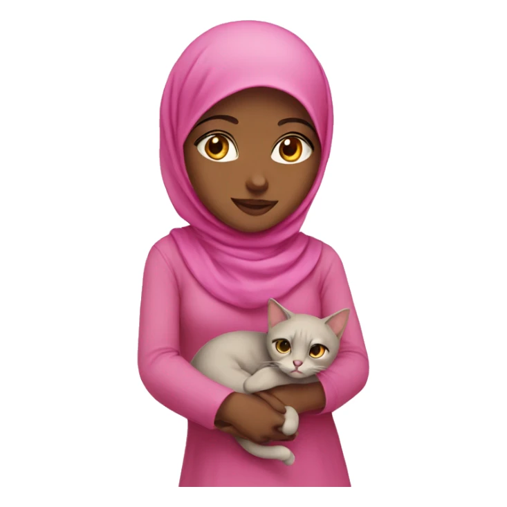 Muslim girl with pink cat sticker