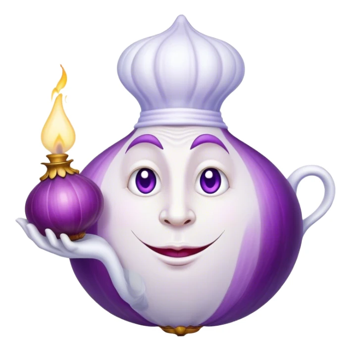 The white Genie of the Lamp, holding a big violet onion  sticker