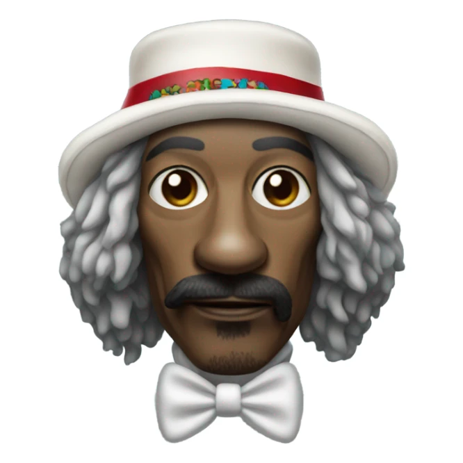 Snoop dogg with a clown nose and fur hat sticker