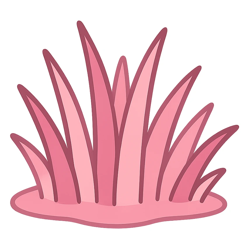 flat toon style patch of pink grass with simple shapes sticker