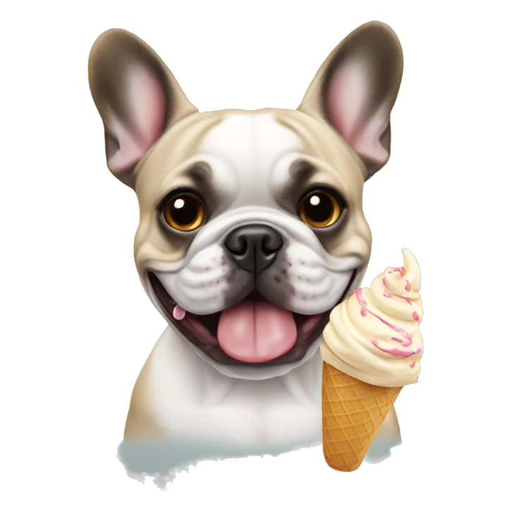 french bulldog eating icecream sticker