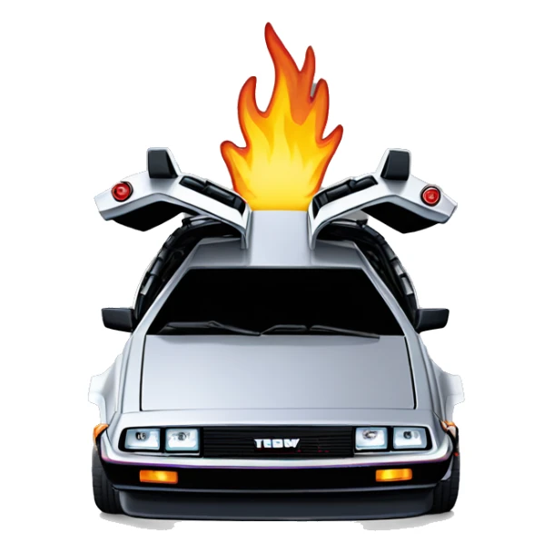 Back To The Future Delorean with Flame Tire Tracks behind sticker