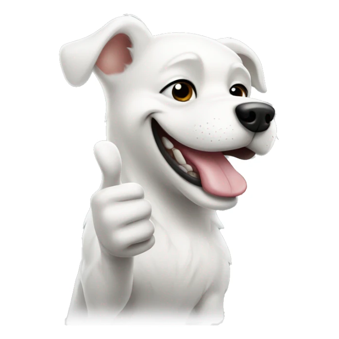 white dog with black spots smiling and giving a thumbs up sticker